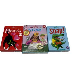 Eeboo Kids Playing Card Games Lot of 3 Create A Story Fairytale Hearts Snap